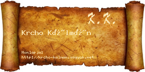 Krcho Kálmán névjegykártya
